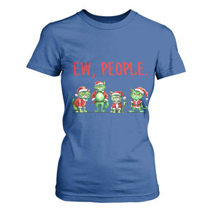 Funny Christmas Cat T Shirt For Women Ew People Green Cat Santa TS09 Royal Blue Print Your Wear