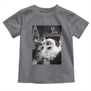 Funny Christmas Cat Selfie With Santa Baby Shirt TS09 Charcoal Print Your Wear