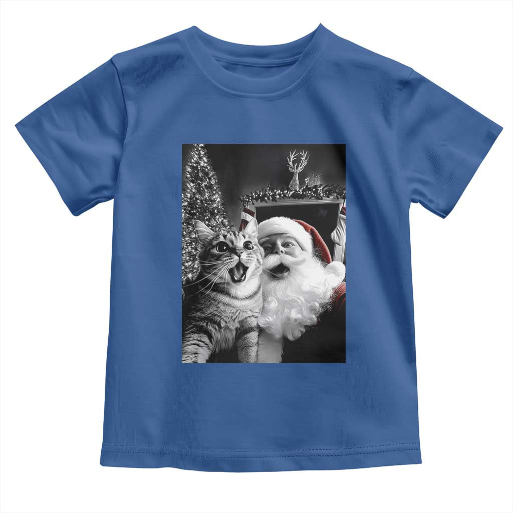 Funny Christmas Cat Selfie With Santa Baby Shirt TS09 Royal Blue Print Your Wear