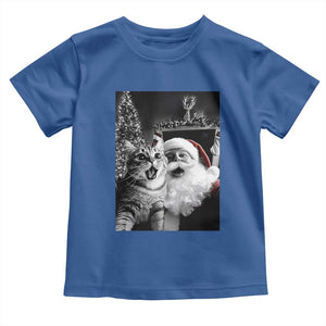 Funny Christmas Cat Selfie With Santa Baby Shirt TS09 Royal Blue Print Your Wear