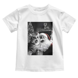 Funny Christmas Cat Selfie With Santa Baby Shirt TS09 White Print Your Wear