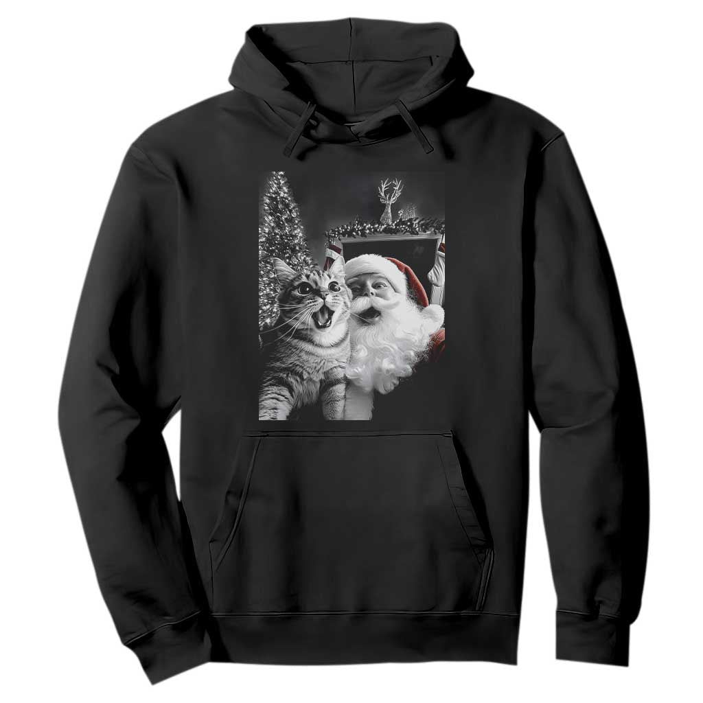 Funny Christmas Cat Selfie With Santa Hoodie TS09 Black Print Your Wear