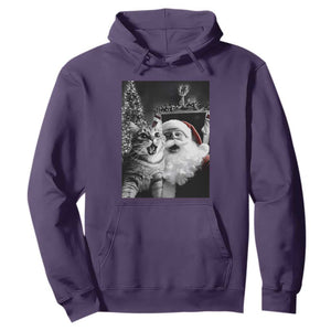 Funny Christmas Cat Selfie With Santa Hoodie TS09 Purple Print Your Wear