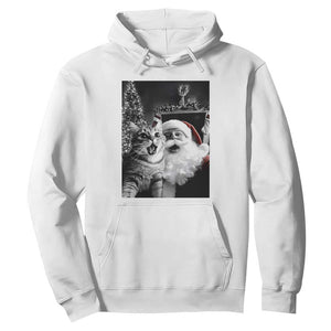 Funny Christmas Cat Selfie With Santa Hoodie TS09 White Print Your Wear