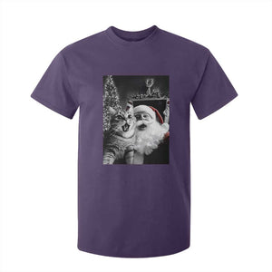 Funny Christmas Cat Selfie With Santa T Shirt For Kid TS09 Purple Print Your Wear
