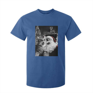 Funny Christmas Cat Selfie With Santa T Shirt For Kid TS09 Royal Blue Print Your Wear