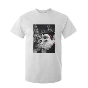 Funny Christmas Cat Selfie With Santa T Shirt For Kid TS09 White Print Your Wear