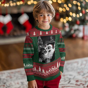 Funny Christmas Cat Selfie With Santa Ugly Christmas Sweater TS09 Christmas Print Your Wear