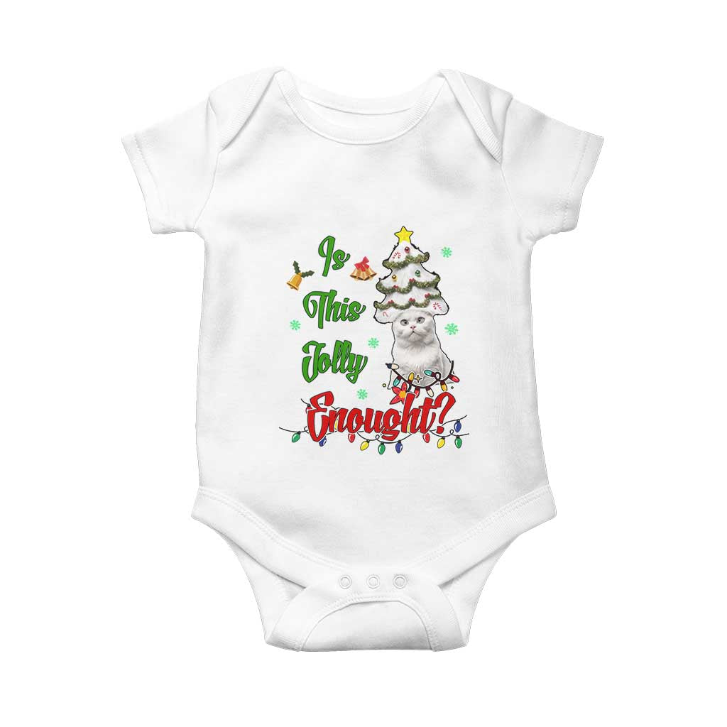 Christmas Cat Baby Onesie Is This Jolly Enough TS09 White Print Your Wear