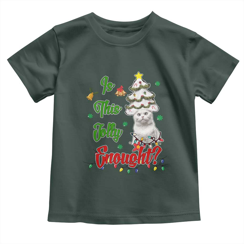 Christmas Cat Baby Shirt Is This Jolly Enough TS09 Dark Forest Green Print Your Wear
