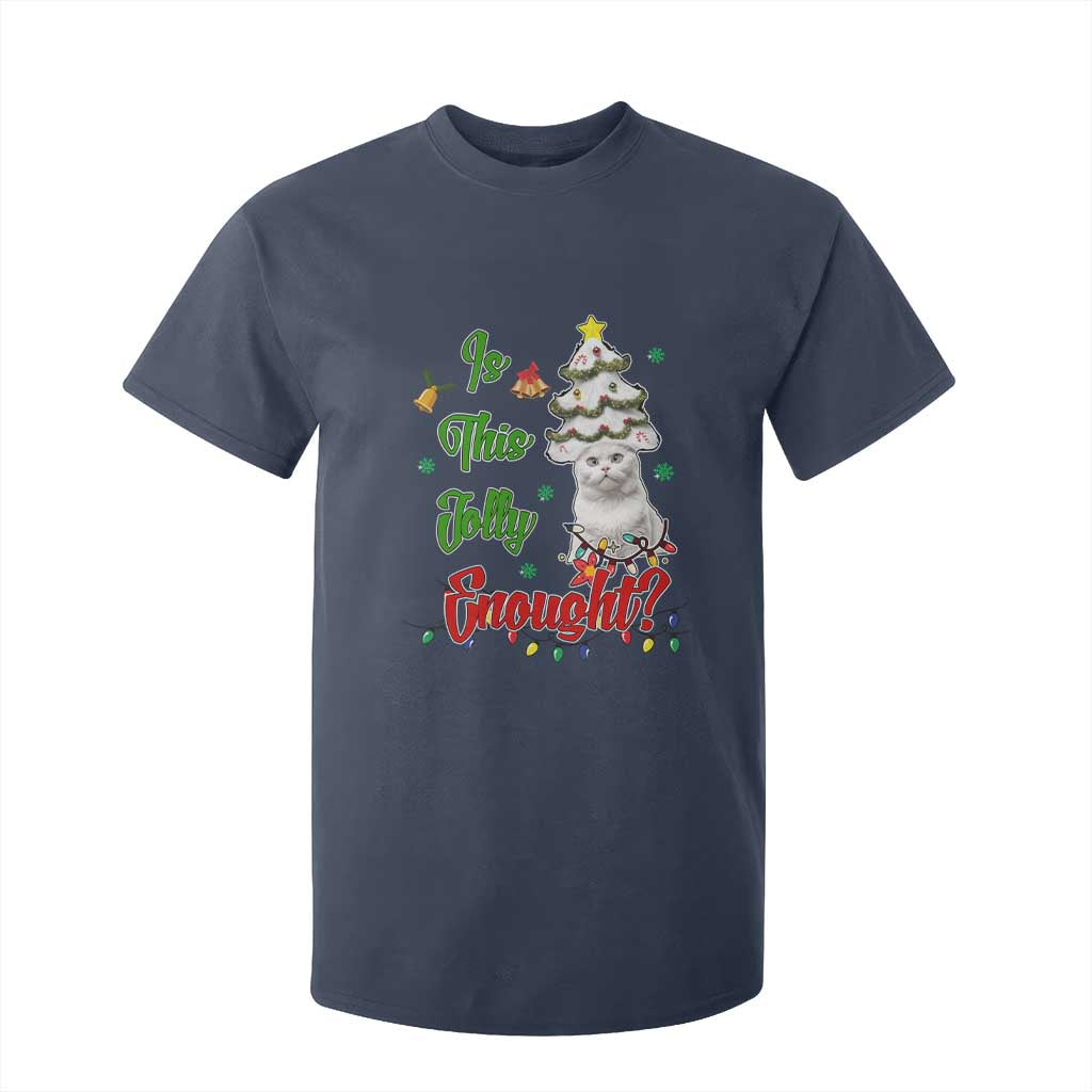 Christmas Cat T Shirt For Kid Is This Jolly Enough TS09 Navy Print Your Wear