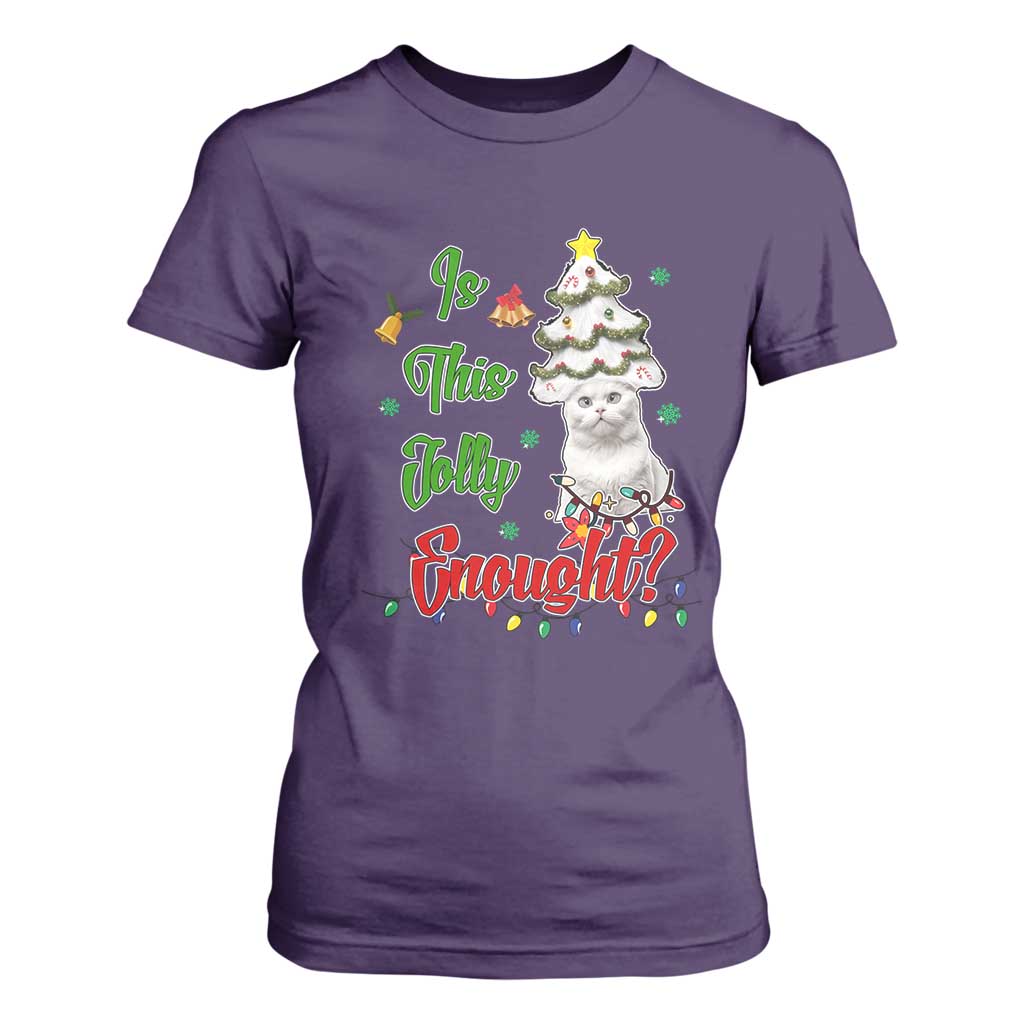 Christmas Cat T Shirt For Women Is This Jolly Enough TS09 Purple Print Your Wear