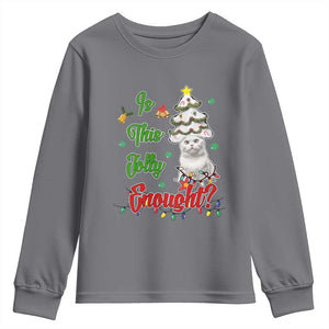 Christmas Cat Youth Sweatshirt Is This Jolly Enough TS09 Charcoal Print Your Wear