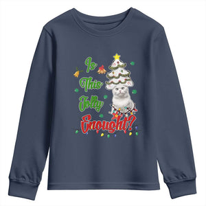 Christmas Cat Youth Sweatshirt Is This Jolly Enough TS09 Navy Print Your Wear