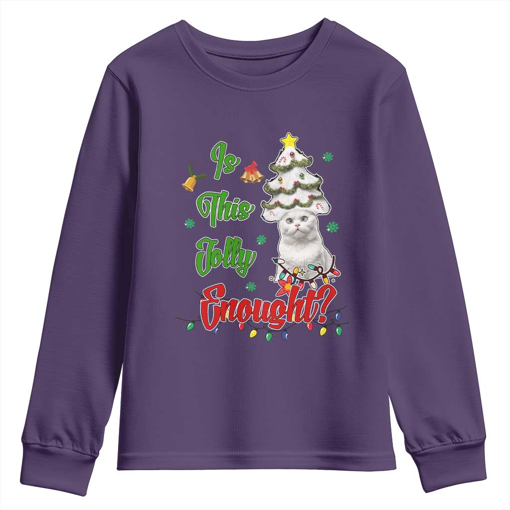 Christmas Cat Youth Sweatshirt Is This Jolly Enough TS09 Purple Print Your Wear
