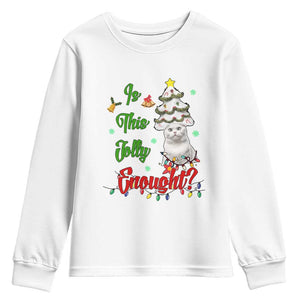 Christmas Cat Youth Sweatshirt Is This Jolly Enough TS09 White Print Your Wear