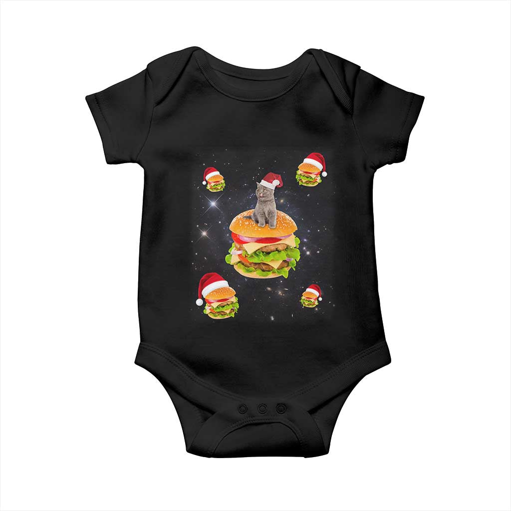 Funny Christmas Cat Baby Onesie Santa Cat Hamburger Lover Galaxy Outer Space TS09 Black Print Your Wear