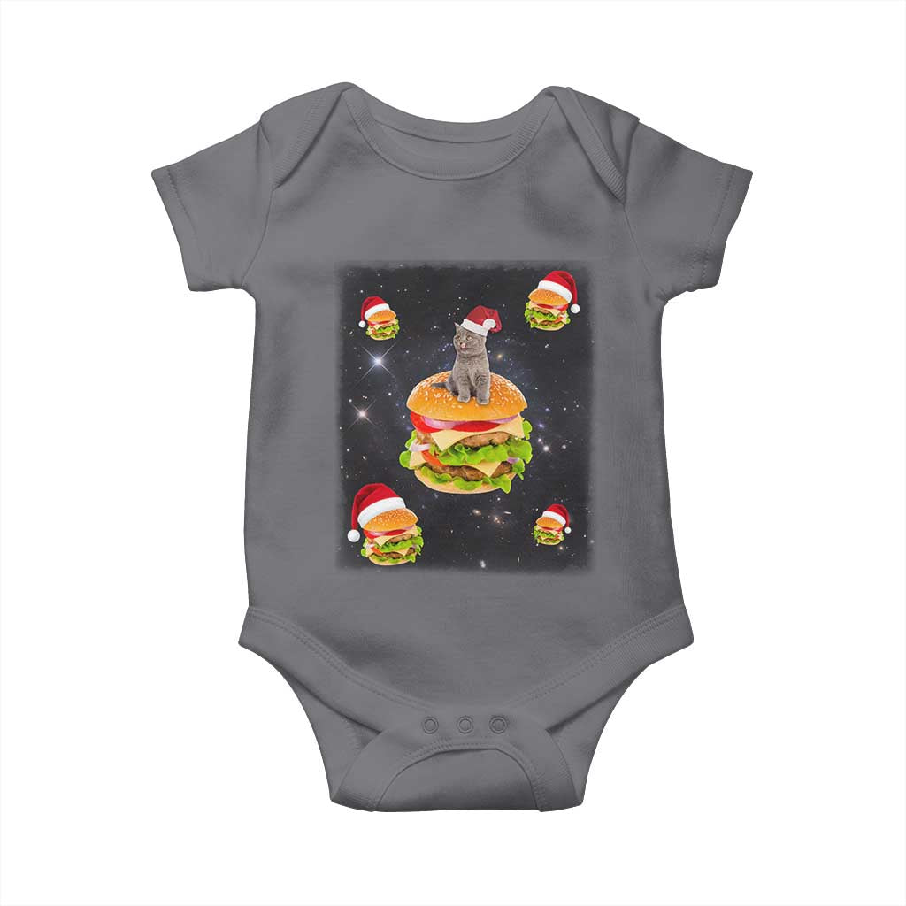 Funny Christmas Cat Baby Onesie Santa Cat Hamburger Lover Galaxy Outer Space TS09 Charcoal Print Your Wear