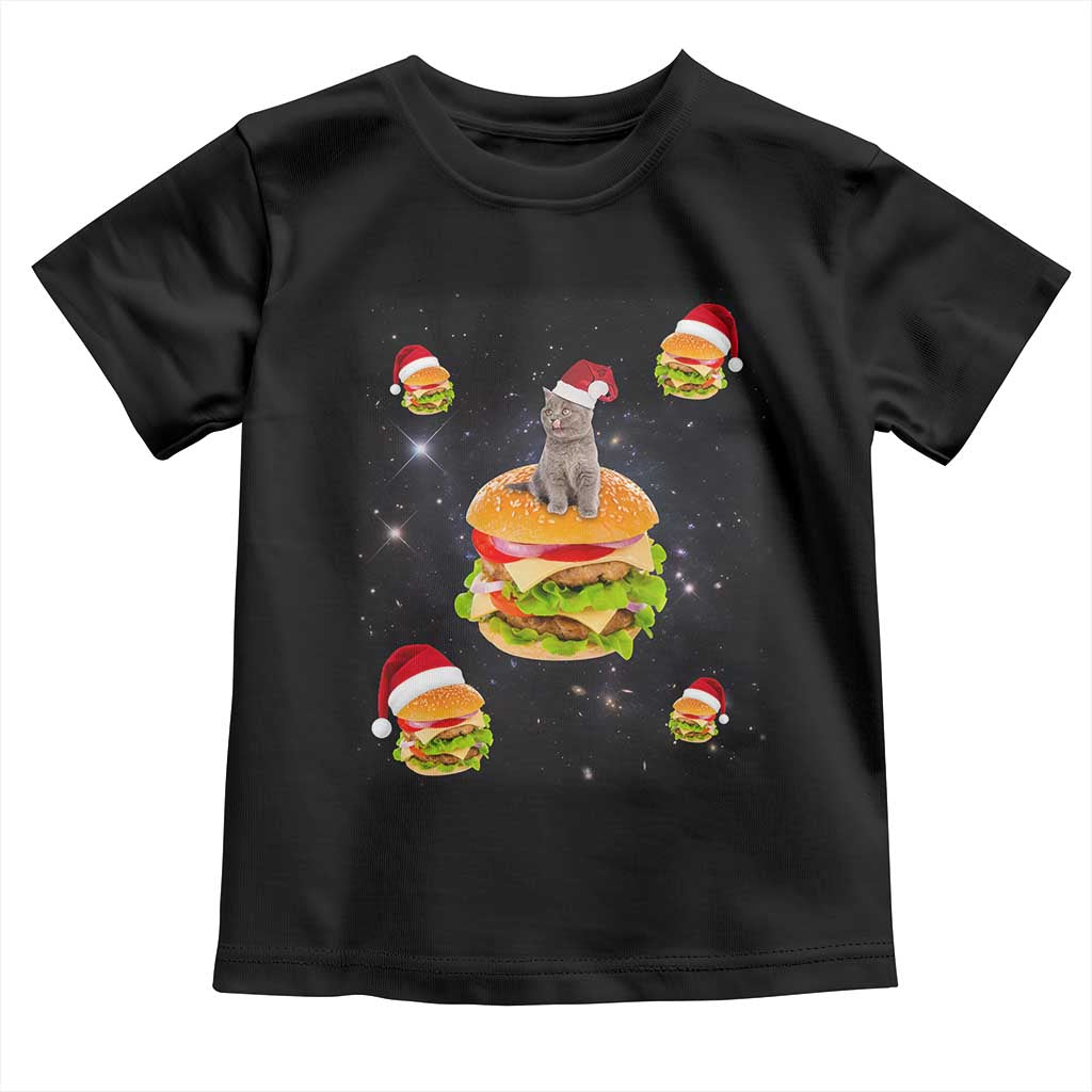 Funny Christmas Cat Baby Shirt Santa Cat Hamburger Lover Galaxy Outer Space TS09 Black Print Your Wear