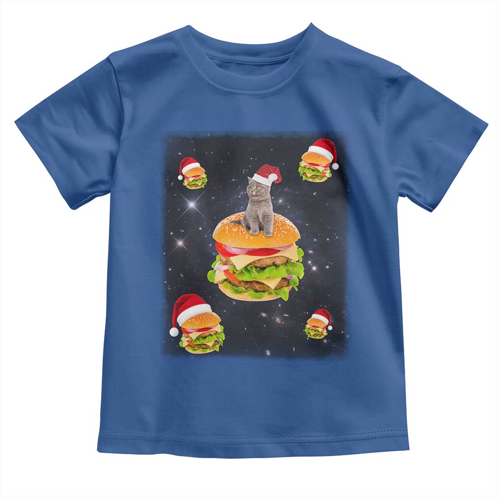 Funny Christmas Cat Baby Shirt Santa Cat Hamburger Lover Galaxy Outer Space TS09 Royal Blue Print Your Wear