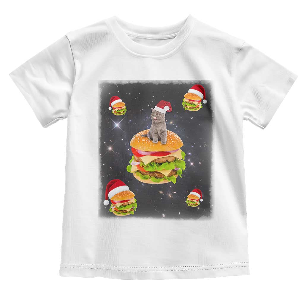 Funny Christmas Cat Baby Shirt Santa Cat Hamburger Lover Galaxy Outer Space TS09 White Print Your Wear