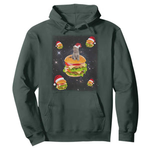 Funny Christmas Cat Hoodie Santa Cat Hamburger Lover Galaxy Outer Space TS09 Dark Forest Green Print Your Wear
