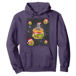 Funny Christmas Cat Hoodie Santa Cat Hamburger Lover Galaxy Outer Space TS09 Purple Print Your Wear