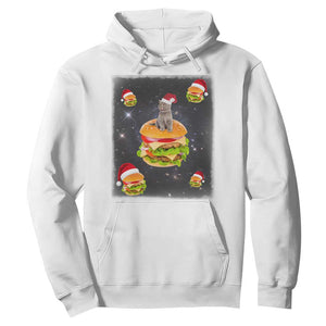Funny Christmas Cat Hoodie Santa Cat Hamburger Lover Galaxy Outer Space TS09 White Print Your Wear