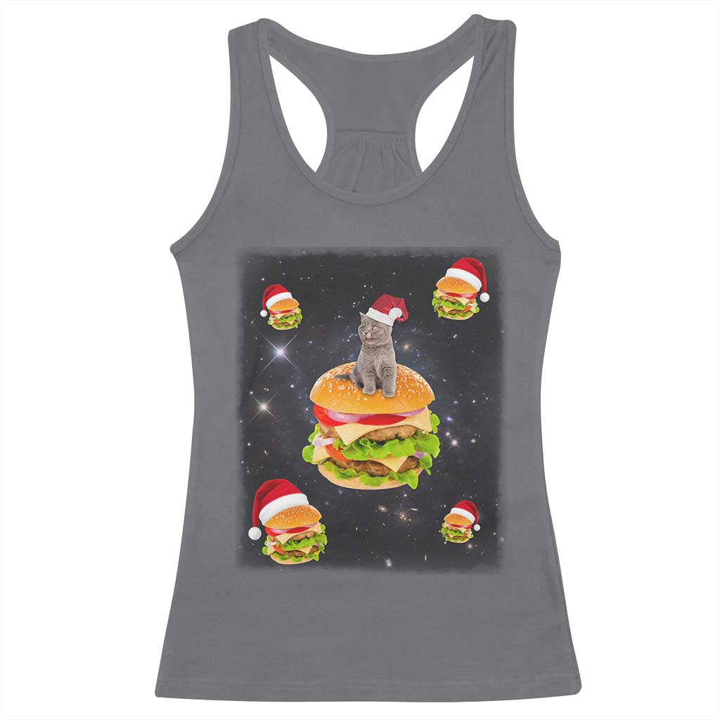 Funny Christmas Cat Racerback Tank Top Santa Cat Hamburger Lover Galaxy Outer Space TS09 Charcoal Print Your Wear