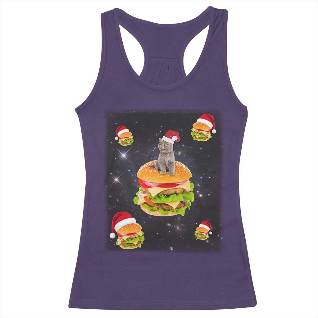 Funny Christmas Cat Racerback Tank Top Santa Cat Hamburger Lover Galaxy Outer Space TS09 Purple Print Your Wear