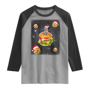 Funny Christmas Cat Raglan Shirt Santa Cat Hamburger Lover Galaxy Outer Space TS09 Sport Gray Black Print Your Wear