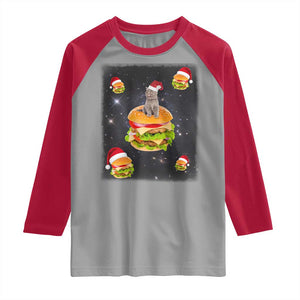 Funny Christmas Cat Raglan Shirt Santa Cat Hamburger Lover Galaxy Outer Space TS09 Sport Gray Red Print Your Wear