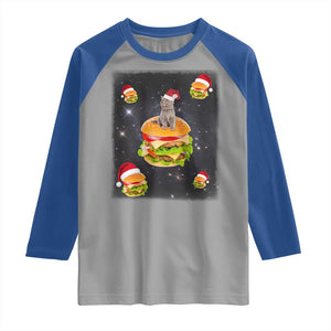 Funny Christmas Cat Raglan Shirt Santa Cat Hamburger Lover Galaxy Outer Space TS09 Sport Gray Royal Print Your Wear