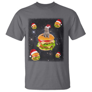 Funny Christmas Cat T Shirt Santa Cat Hamburger Lover Galaxy Outer Space TS09 Charcoal Print Your Wear