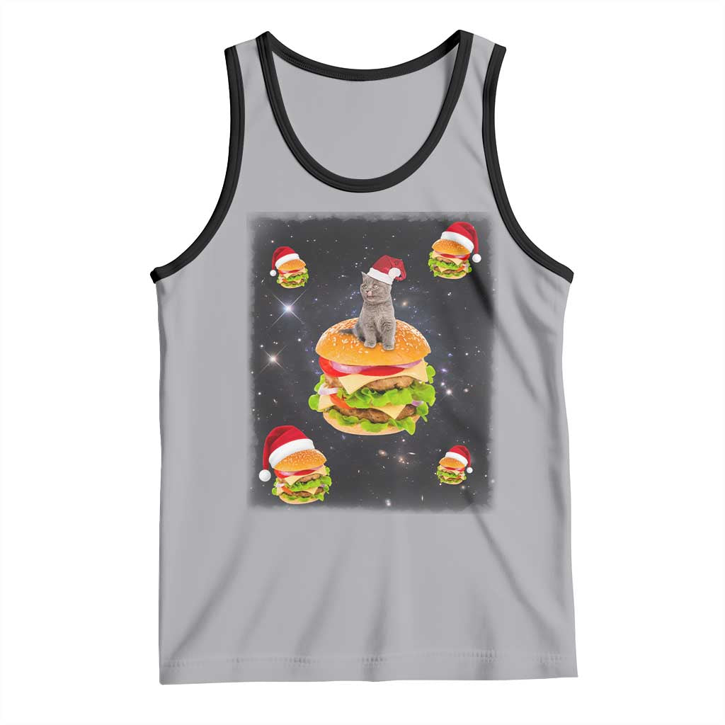 Funny Christmas Cat Tank Top Santa Cat Hamburger Lover Galaxy Outer Space TS09 Athletic Heather Black Print Your Wear