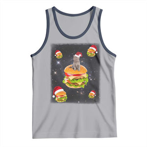 Funny Christmas Cat Tank Top Santa Cat Hamburger Lover Galaxy Outer Space TS09 Athletic Heather Navy Print Your Wear