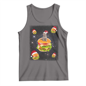 Funny Christmas Cat Tank Top Santa Cat Hamburger Lover Galaxy Outer Space TS09 Deep Heather Print Your Wear