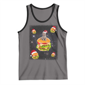 Funny Christmas Cat Tank Top Santa Cat Hamburger Lover Galaxy Outer Space TS09 Deep Heather Black Print Your Wear