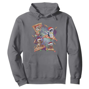 Funny Christmas Cat Hoodie Santa Cat Riding Pizza Galaxy Outer Space TS09 Charcoal Print Your Wear