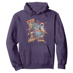 Funny Christmas Cat Hoodie Santa Cat Riding Pizza Galaxy Outer Space TS09 Purple Print Your Wear