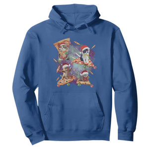 Funny Christmas Cat Hoodie Santa Cat Riding Pizza Galaxy Outer Space TS09 Royal Blue Print Your Wear