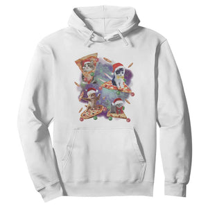 Funny Christmas Cat Hoodie Santa Cat Riding Pizza Galaxy Outer Space TS09 White Print Your Wear