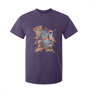 Funny Christmas Cat T Shirt For Kid Santa Cat Riding Pizza Galaxy Outer Space TS09 Purple Print Your Wear