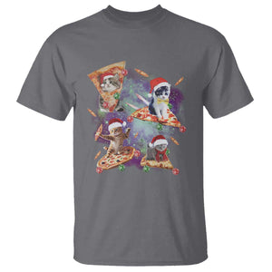 Funny Christmas Cat T Shirt Santa Cat Riding Pizza Galaxy Outer Space TS09 Charcoal Print Your Wear