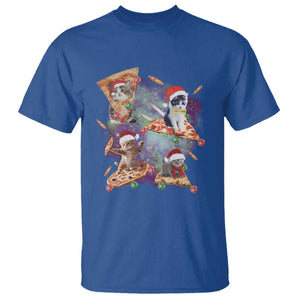 Funny Christmas Cat T Shirt Santa Cat Riding Pizza Galaxy Outer Space TS09 Royal Blue Print Your Wear