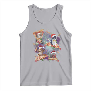 Funny Christmas Cat Tank Top Santa Cat Riding Pizza Galaxy Outer Space TS09 Athletic Heather Print Your Wear