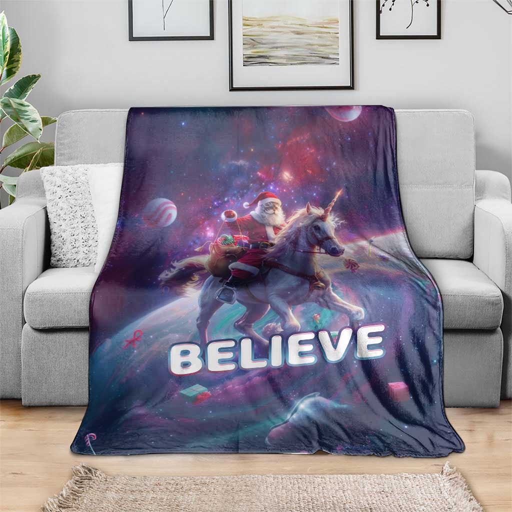 Funny Christmas Cat Throw Blanket Santa Cat Riding Unicorn Galaxy Outer Space TS09 Print Your Wear