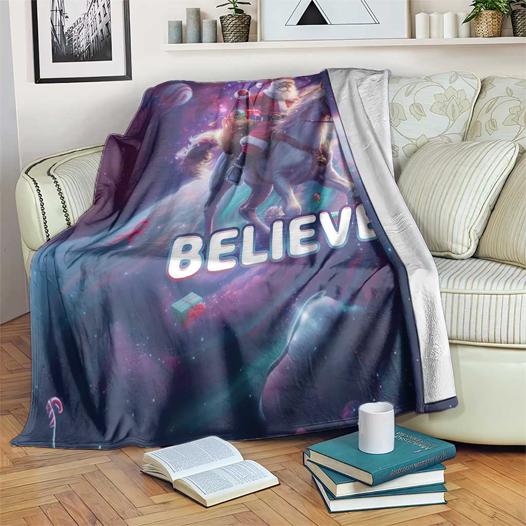 Funny Christmas Cat Throw Blanket Santa Cat Riding Unicorn Galaxy Outer Space TS09 Print Your Wear