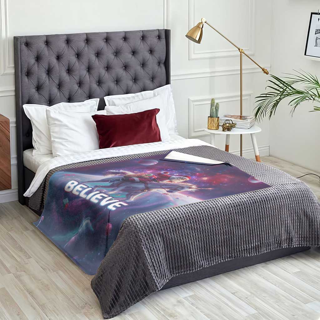 Funny Christmas Cat Throw Blanket Santa Cat Riding Unicorn Galaxy Outer Space TS09 Print Your Wear