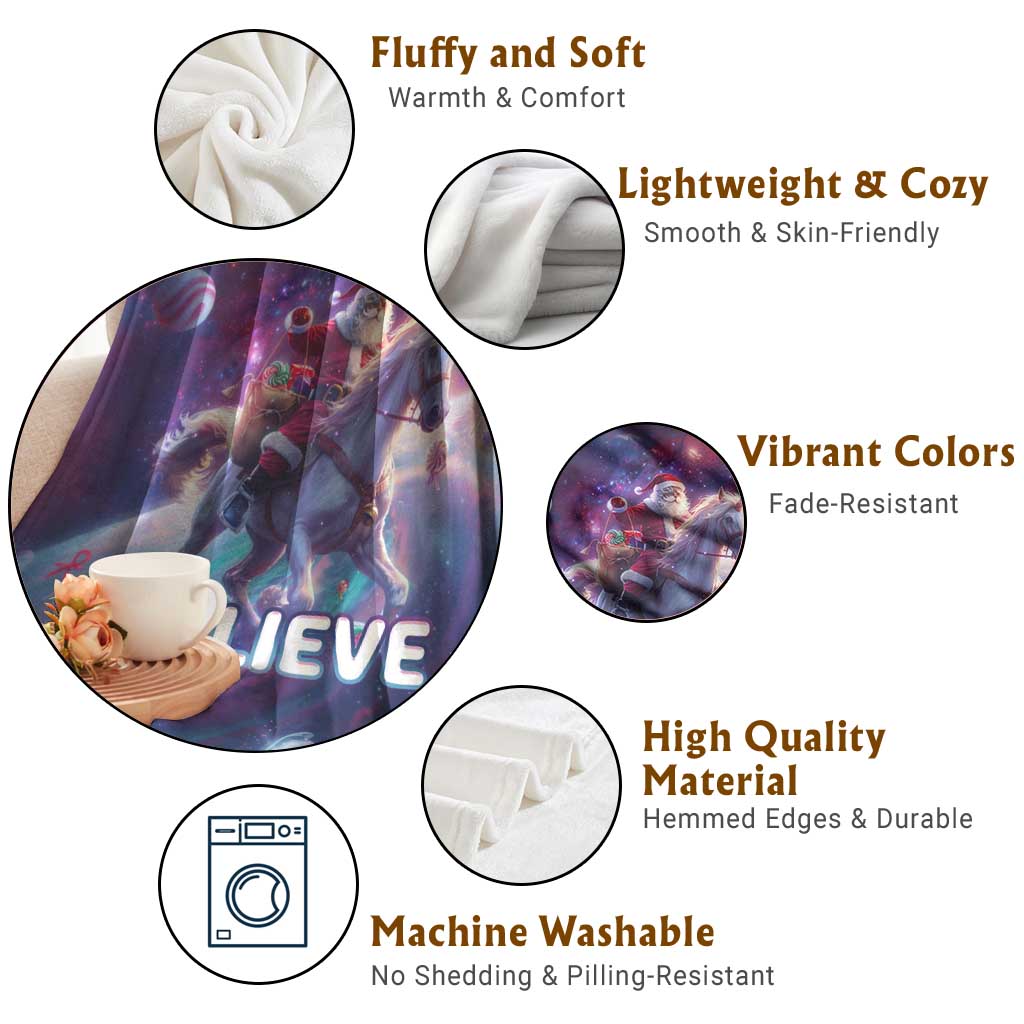 Funny Christmas Cat Throw Blanket Santa Cat Riding Unicorn Galaxy Outer Space TS09 Print Your Wear